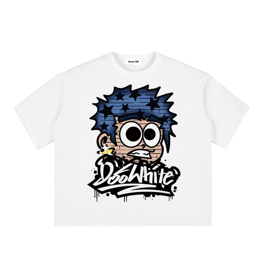 Boxy Half-Sleeve Raw-Edge T-Shirt